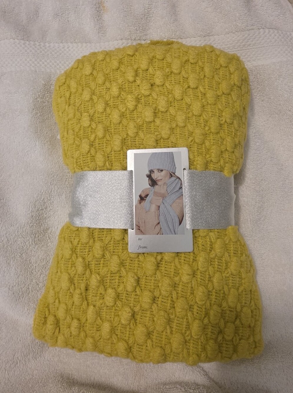 Chunky Knit Mustard Yellow Scarf and Glove Set